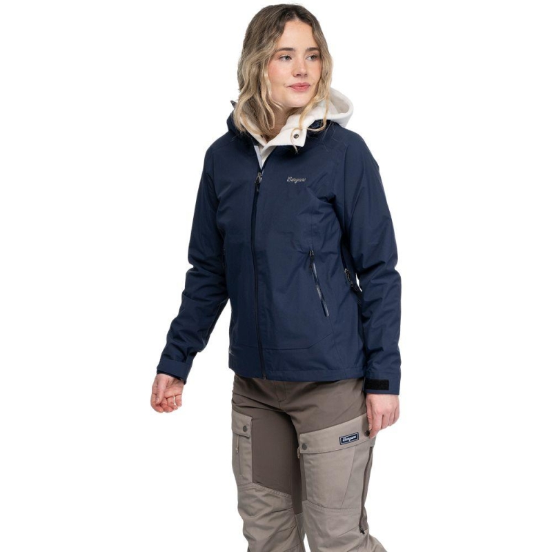 Bergans Essentials 3L Shell Jacket Women Navy Blue regenjas
