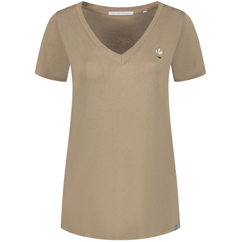Blue Loop Originals Relinnen Bird Watcher Tshirt Women's Desert Taupe