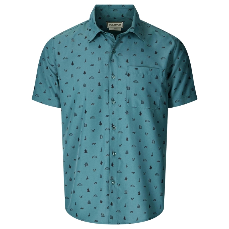 Marmot AirExchange UPF 40 SS Shirt SEAFLOOR CAMPING TRIP overhemd
