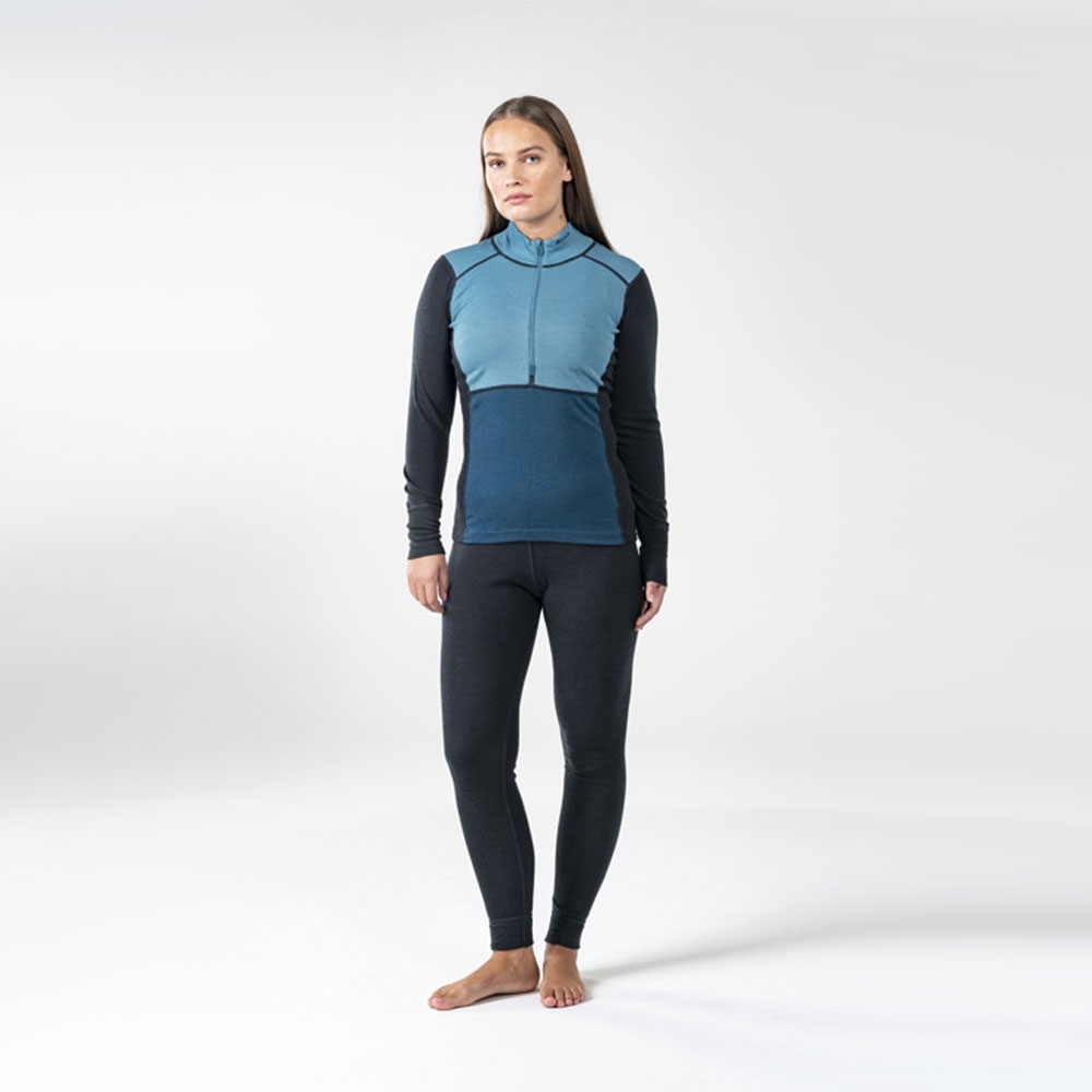 Devold Lauparen Merino 190 Zip Neck Women's Moon/Ink/Flood GO 245 244 A-313A onderkleding/thermokleding online bestellen bij Kathmandu Outdoor & Travel