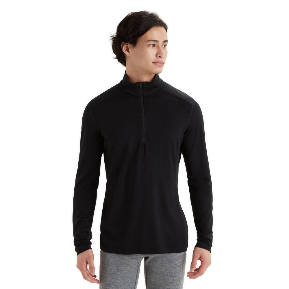 Icebreaker 200 Oasis Long Sleeve Half Zip Black 104367-0011 onderkleding/thermokleding online bestellen bij Kathmandu Outdoor & Travel