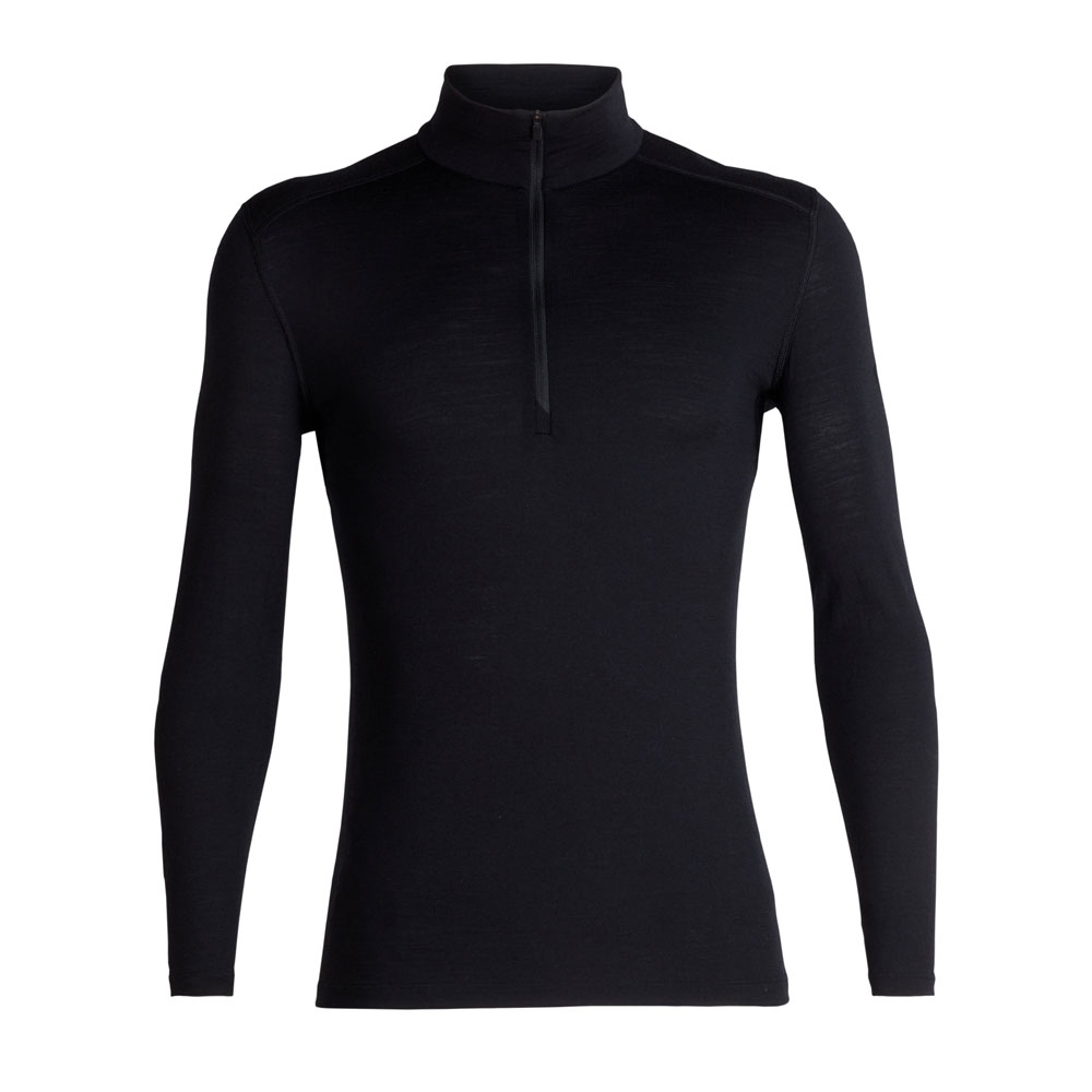 Icebreaker 200 Oasis Long Sleeve Half Zip Black 104367-0011 onderkleding/thermokleding online bestellen bij Kathmandu Outdoor & Travel