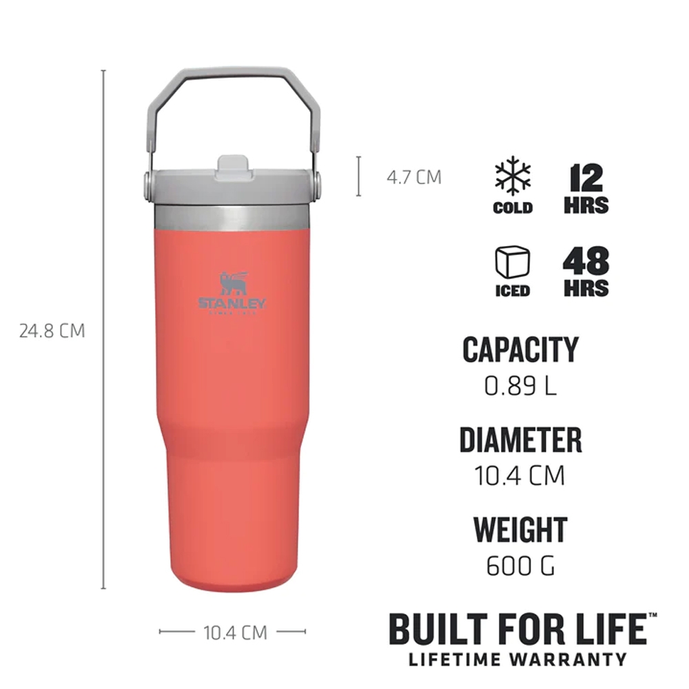 Stanley The IceFlow Flip Straw Tumbler 0,89L Guava 10-09993-195 drinkflessen en thermosflessen online bestellen bij Kathmandu Outdoor & Travel