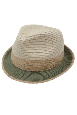 Capo  Straw Hat Trilby Leaf Green