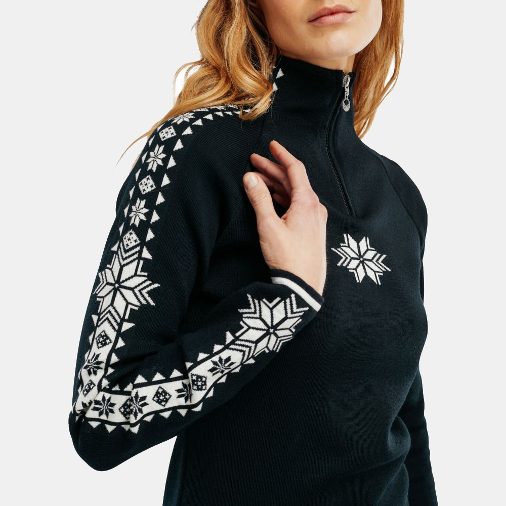 Dale Geilo Sweater Women's Black Offwhite 82311-F fleeces en truien online bestellen bij Kathmandu Outdoor & Travel