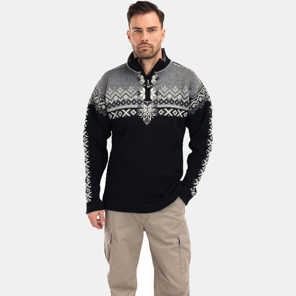 Dale 140th Anniversary Masc Sweater Black Smoke Offwhite 93951-F fleeces en truien online bestellen bij Kathmandu Outdoor & Travel
