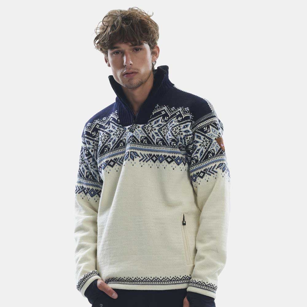 Dale Vail Weatherproof Masc Sweater Offwhite Smoke Navy Blue 93981-A fleeces en truien online bestellen bij Kathmandu Outdoor & Travel