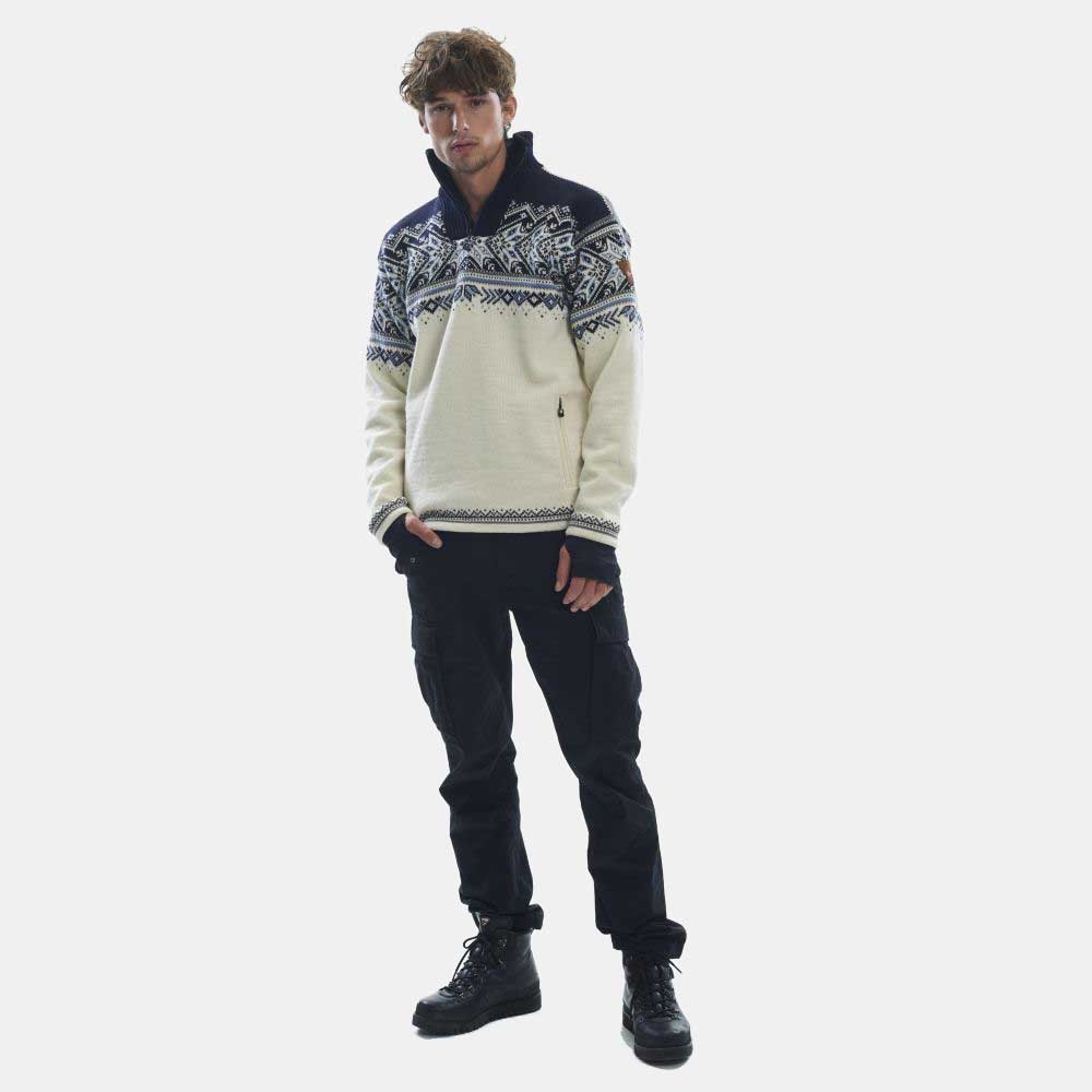 Dale Vail Weatherproof Masc Sweater Offwhite Smoke Navy Blue 93981-A fleeces en truien online bestellen bij Kathmandu Outdoor & Travel