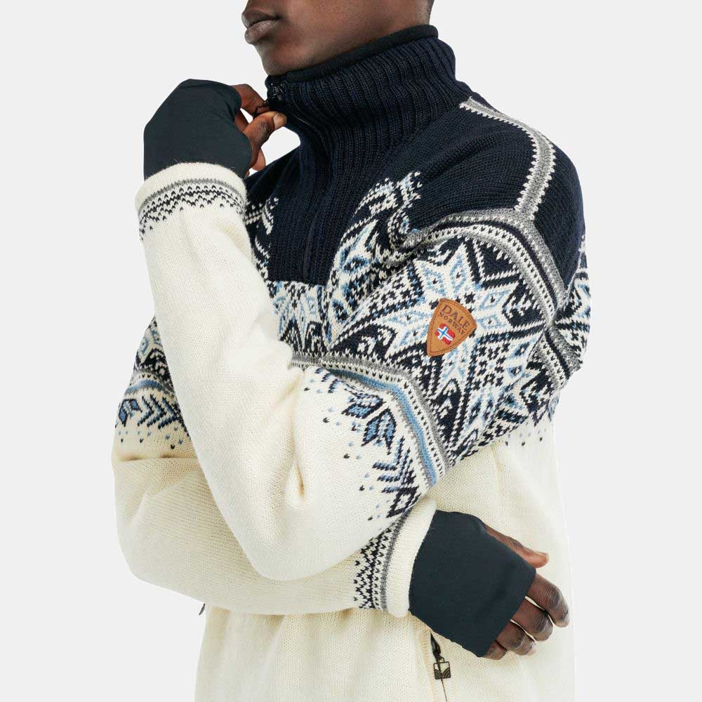 Dale Vail Weatherproof Masc Sweater Offwhite Smoke Navy Blue 93981-A fleeces en truien online bestellen bij Kathmandu Outdoor & Travel