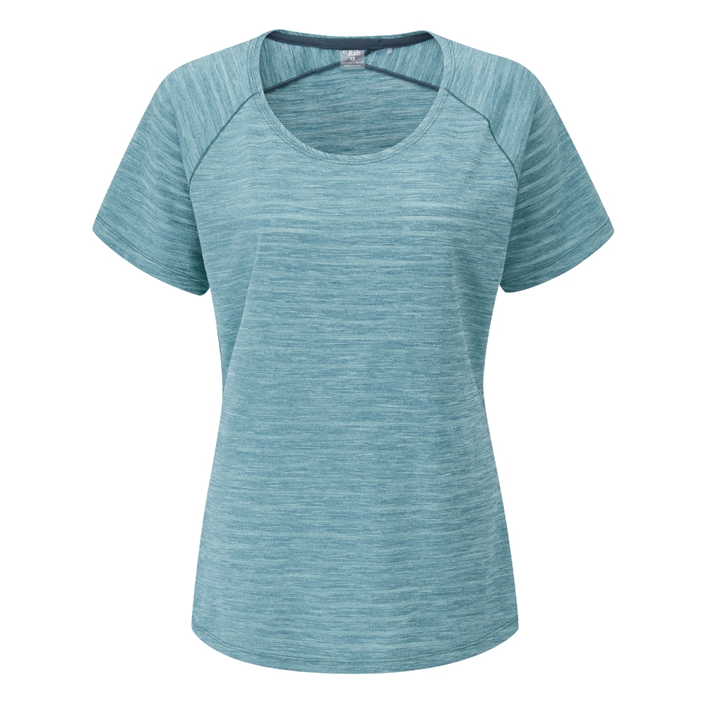 Rab Wisp Tee Women's Meltwater Marl QBL-12-MEL shirts en tops online bestellen bij Kathmandu Outdoor & Travel