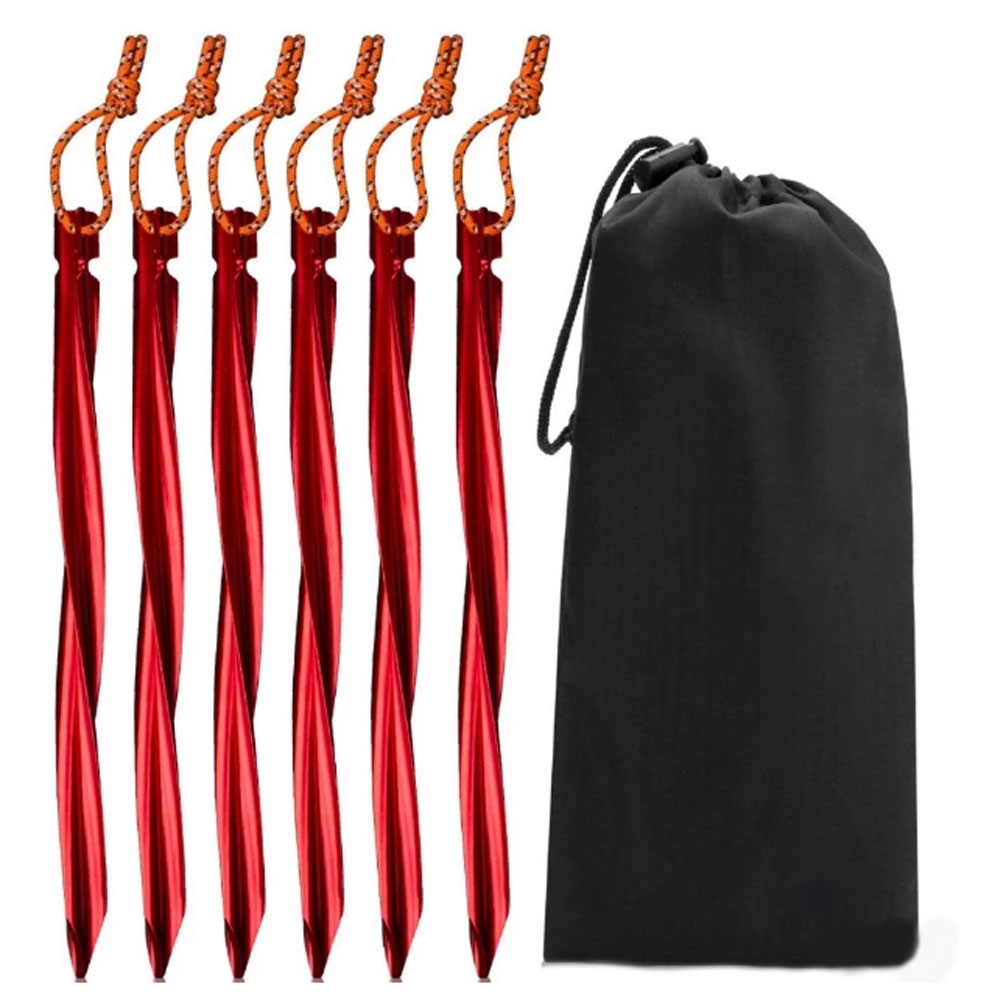 Basic Nature Y-Stake Spiral 25cm 6 Stuks Rood 056815 tenten online bestellen bij Kathmandu Outdoor & Travel