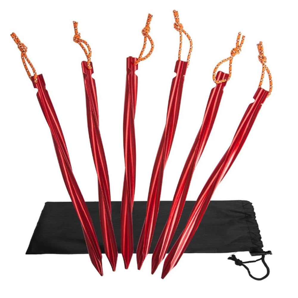 Basic Nature Y-Stake Spiral 25cm 6 Stuks Rood 056815 tenten online bestellen bij Kathmandu Outdoor & Travel