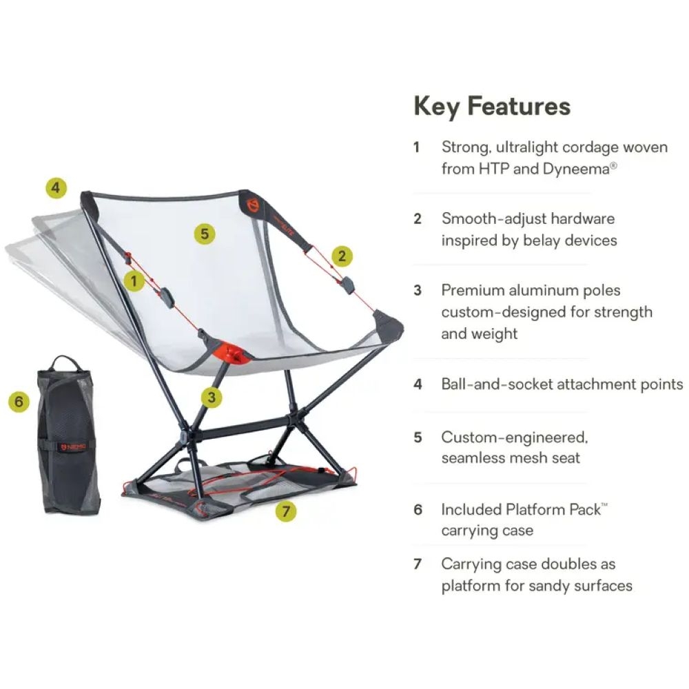 Nemo Moonlite Elite Reclining Camp Chair Goodnight Gray 8116.66032645 kampeermeubels online bestellen bij Kathmandu Outdoor & Travel
