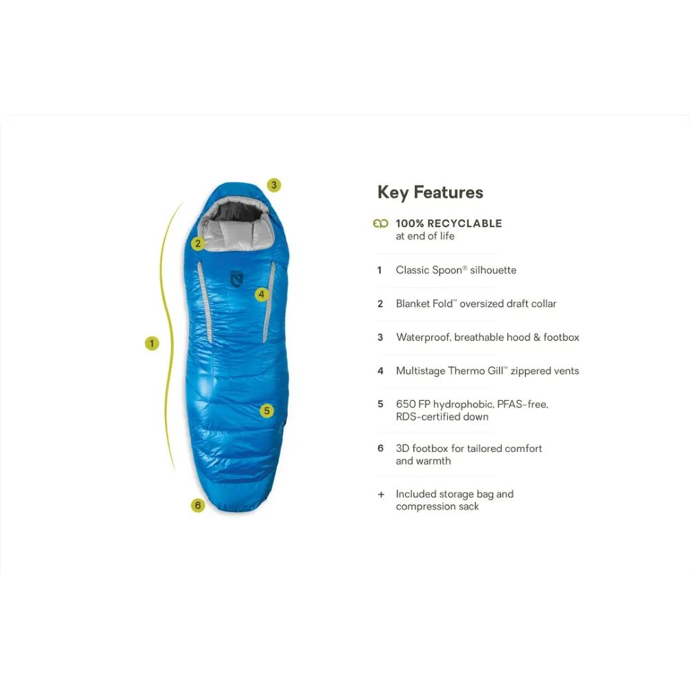 Nemo Disco Mens 30 Long Brilliant Blue 8116.66035721 slaapzakken online bestellen bij Kathmandu Outdoor & Travel