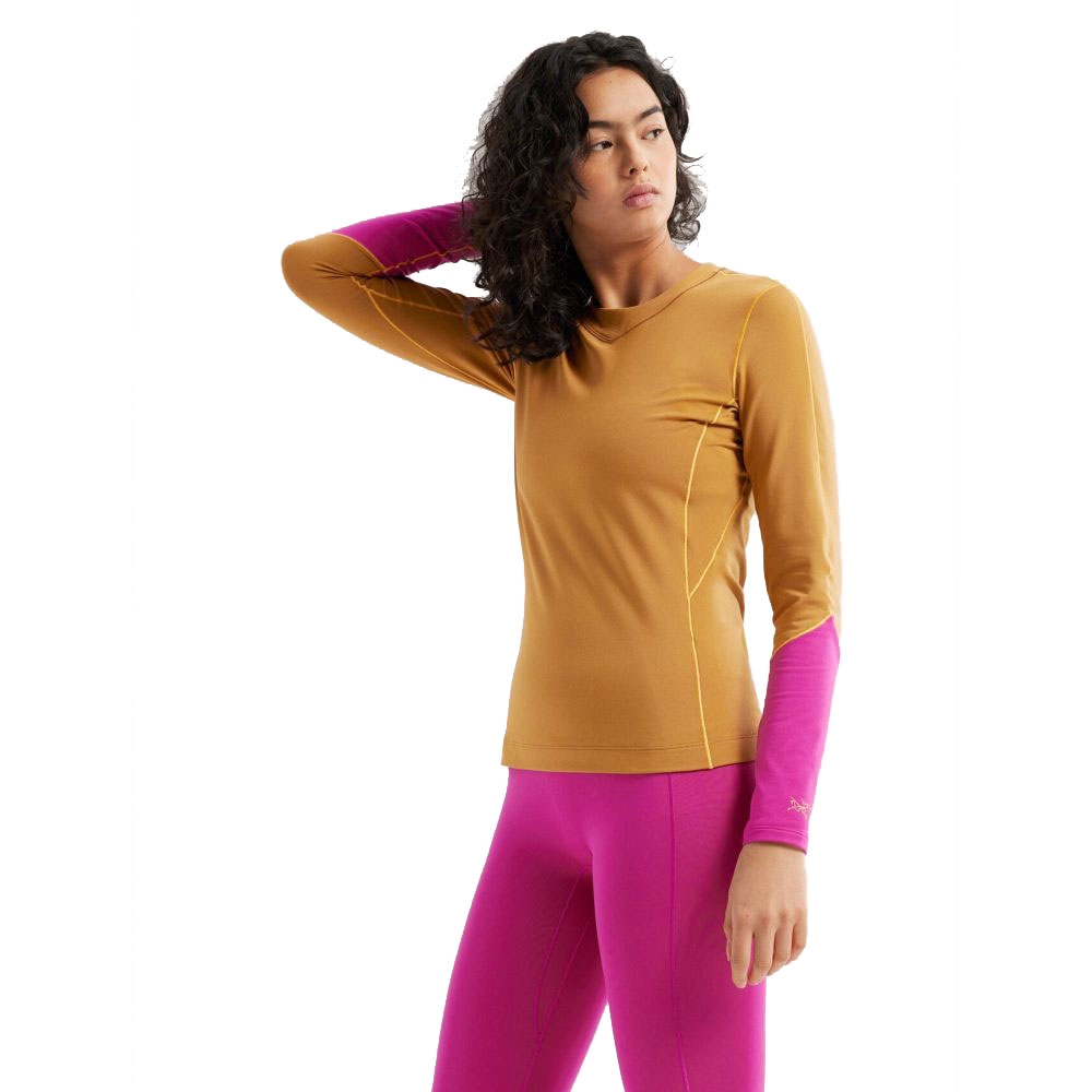 Arc'teryx Rho LS Crew Women's Yukon/Amaranthus/Edziza 7354-Yukon/Amaranthu shirts en tops online bestellen bij Kathmandu Outdoor & Travel