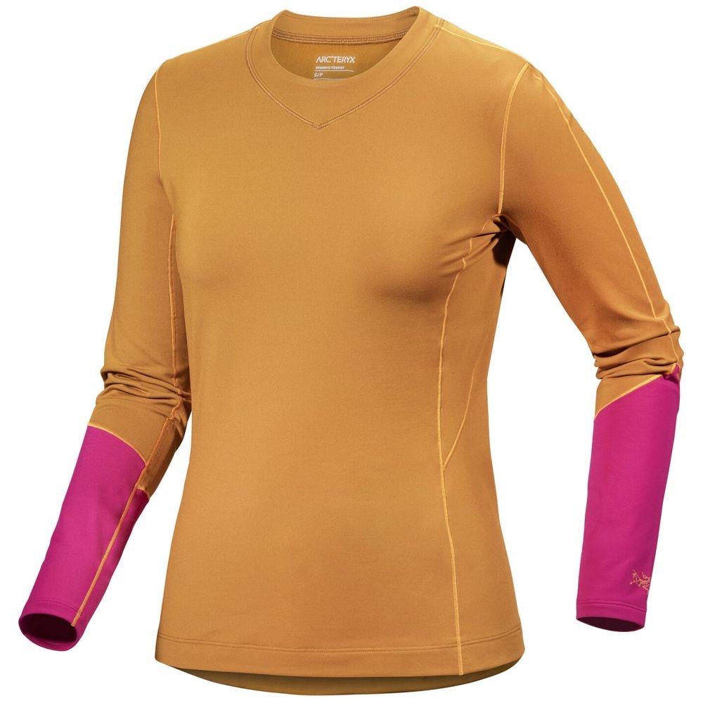 Arc'teryx Rho LS Crew Women's Yukon/Amaranthus/Edziza 7354-Yukon/Amaranthu shirts en tops online bestellen bij Kathmandu Outdoor & Travel