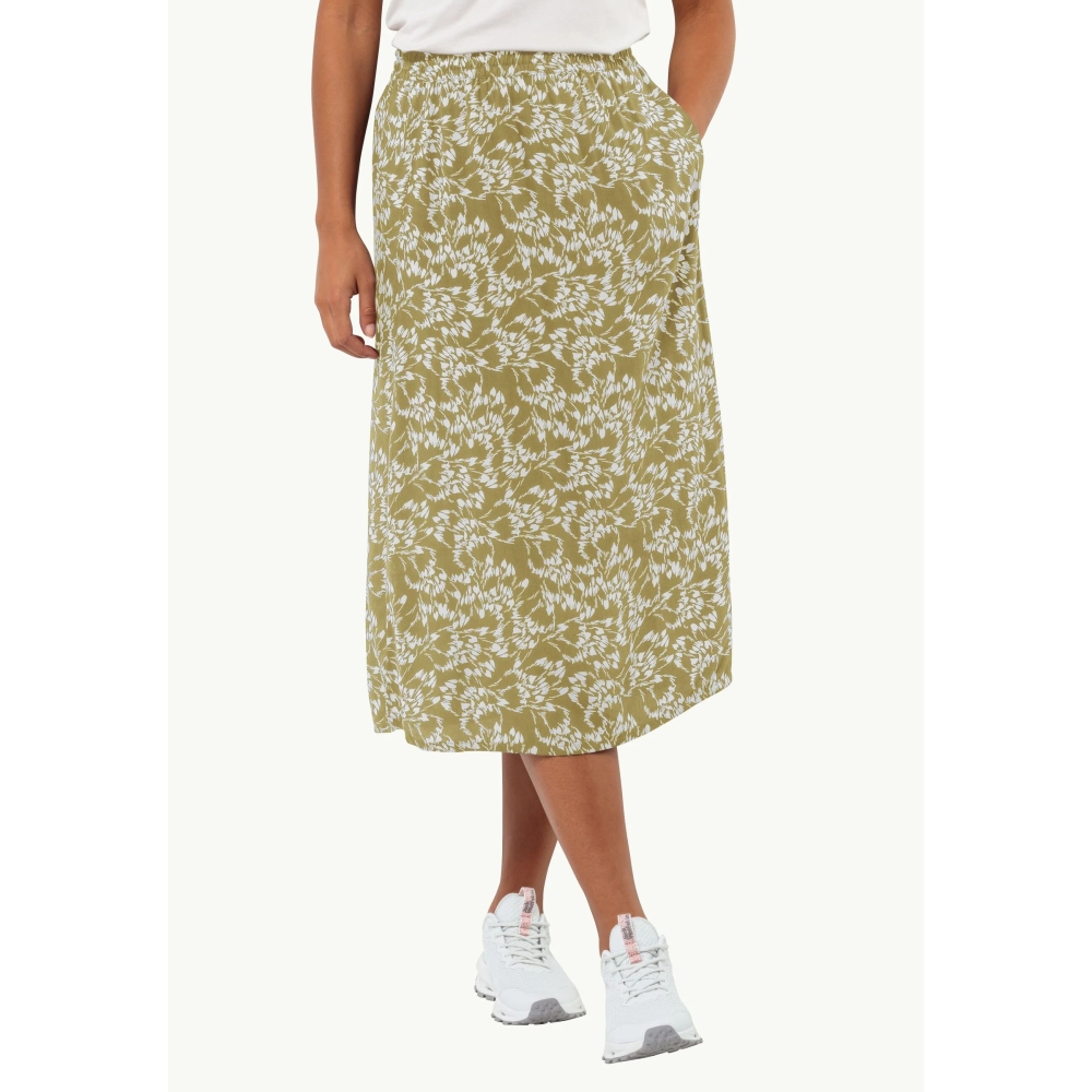 Jack Wolfskin Sommerweise Skirt Women's Leaves bay leaf 1508851-8775 jurken en rokken online bestellen bij Kathmandu Outdoor & Travel
