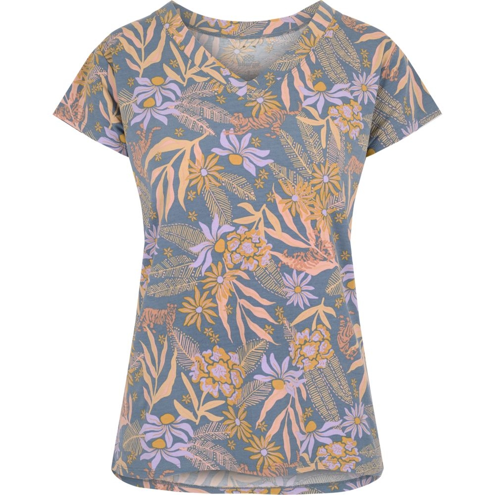 Sherpa Adventure Gear Neha V-Neck Tee Women's Haze Tiger Floral SW21019-777 shirts en tops online bestellen bij Kathmandu Outdoor & Travel