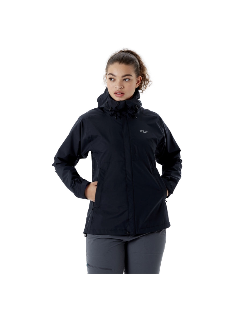 Rab Downpour Eco Jacket Women's Black QWG-83-BL jassen online bestellen bij Kathmandu Outdoor & Travel