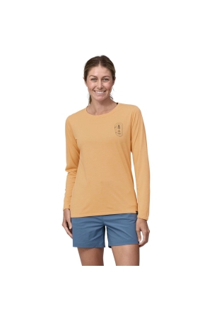 Patagonia L/S Cap Cool Daily Graphic Shirt - Lands Women's Clean Climb Bloom: Sandy Melon 45165-CLMX shirts en tops online bestellen bij Kathmandu Outdoor & Travel