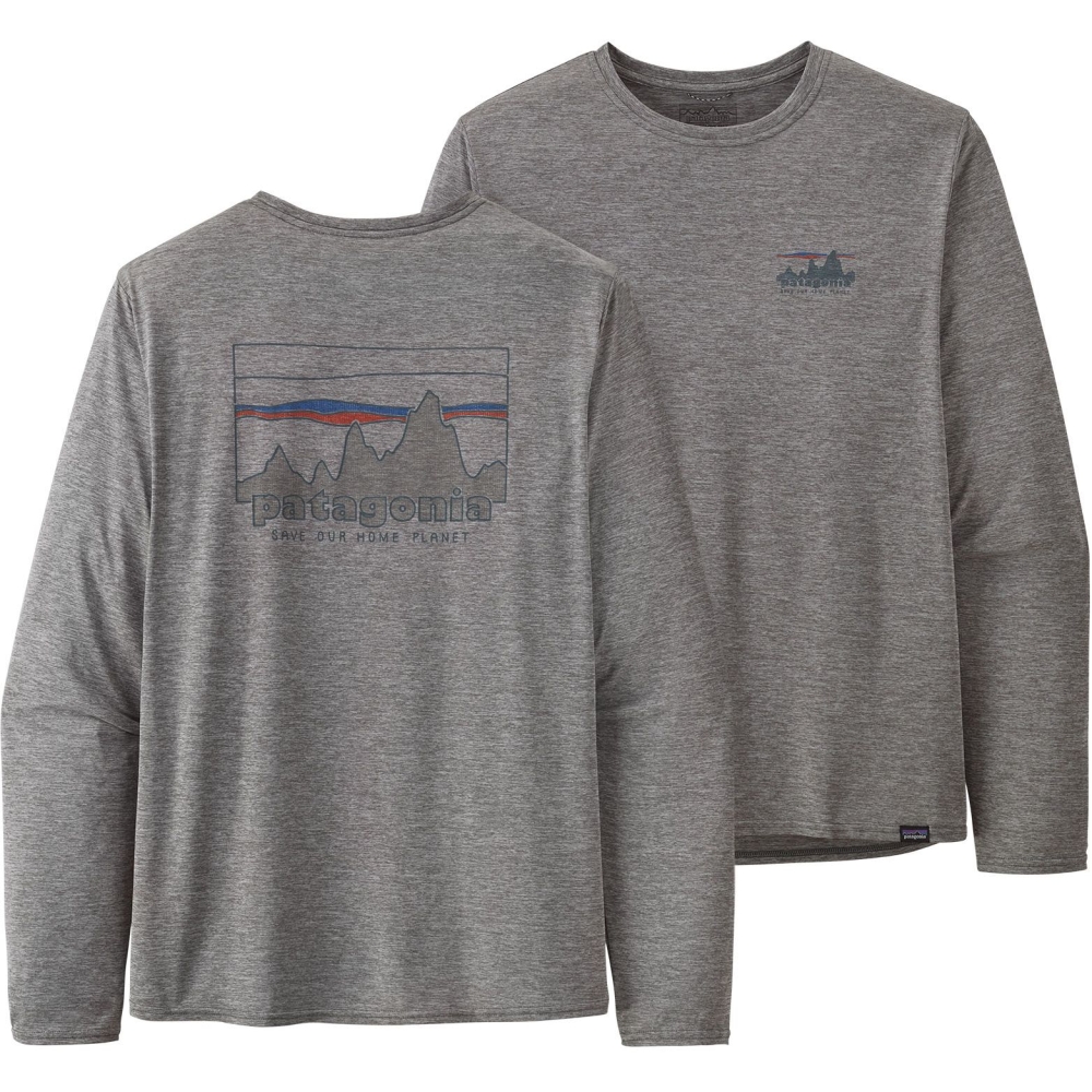 Patagonia L/S Cap Cool Daily Graphic Shirt '73 Skyline: Feather Grey 45190-SKFE shirts en tops online bestellen bij Kathmandu Outdoor & Travel