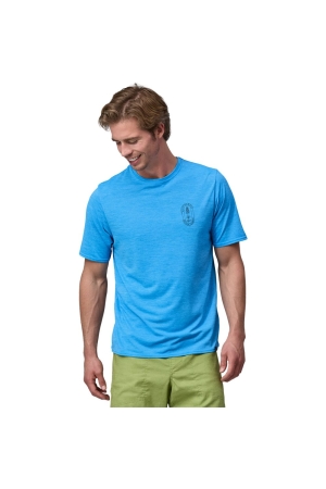 Patagonia Cap Cool Daily Graphic Shirt - Lands Clean Climb Bloom: Vessel Blue 45385-CLVX shirts en tops online bestellen bij Kathmandu Outdoor & Travel