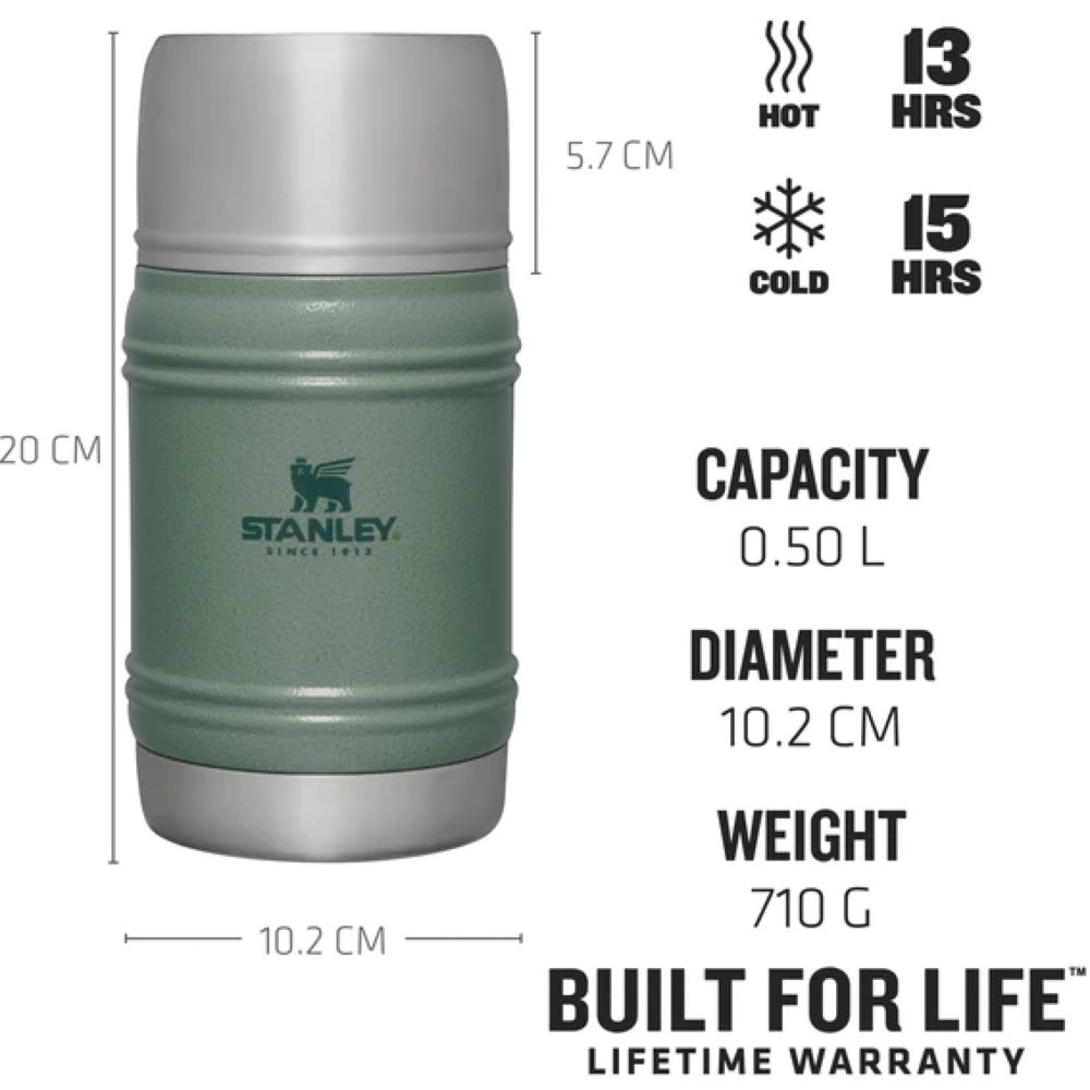 Stanley The Artisan Thermal Food Jar .50L Hammertone Green 10-11426-004 drinkflessen en thermosflessen online bestellen bij Kathmandu Outdoor & Travel