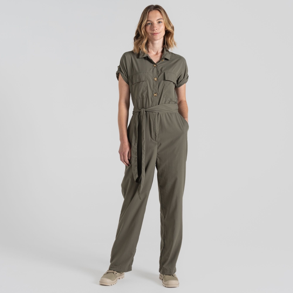 Craghoppers NosiLife Hauku Jumpsuit Women's Wild Olive CWJ1362-CZL broeken online bestellen bij Kathmandu Outdoor & Travel