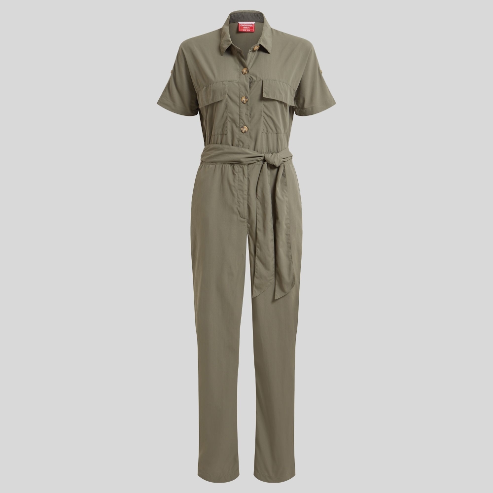 Craghoppers NosiLife Hauku Jumpsuit Women's Wild Olive CWJ1362-CZL broeken online bestellen bij Kathmandu Outdoor & Travel