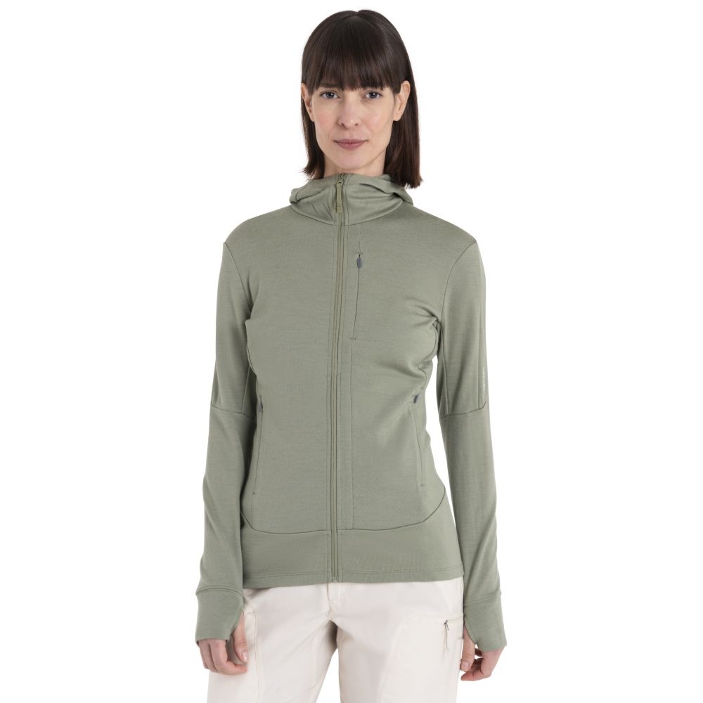 Icebreaker Merino 260 Quantum IV LS Zip Hood Women's Lichen 0A56XRA-741 fleeces en truien online bestellen bij Kathmandu Outdoor & Travel