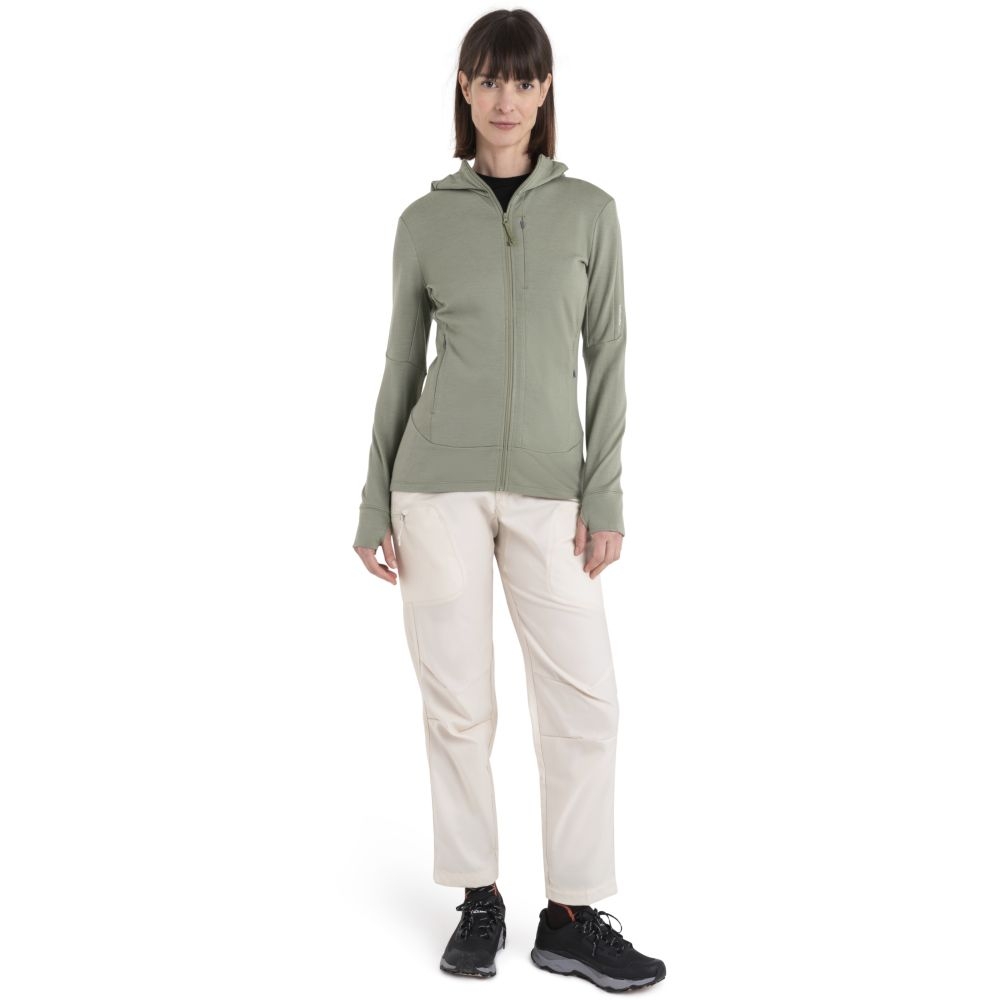 Icebreaker Merino 260 Quantum IV LS Zip Hood Women's Lichen 0A56XRA-741 fleeces en truien online bestellen bij Kathmandu Outdoor & Travel