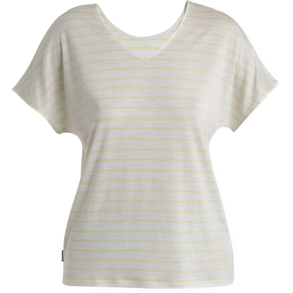Icebreaker Merino Drayden Reversible SS Top Stripe Women's Ecru Hthr/Glazen/s 0A56ZWB-781 shirts en tops online bestellen bij Kathmandu Outdoor & Travel