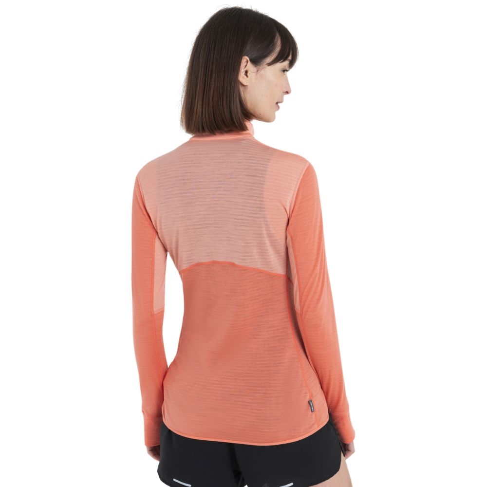 Icebreaker Merino 200 Realfleece Descender LS Half Zip Women' Glow/Tang/Cb 0A56YMC-961 fleeces en truien online bestellen bij Kathmandu Outdoor & Travel