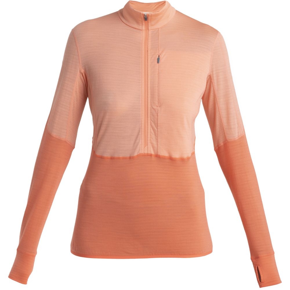 Icebreaker Merino 200 Realfleece Descender LS Half Zip Women' Glow/Tang/Cb 0A56YMC-961 fleeces en truien online bestellen bij Kathmandu Outdoor & Travel