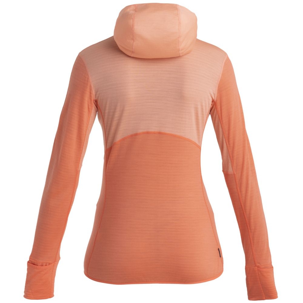 Icebreaker Merino 200 Realfleece Descender LS Zip Hood Women' Glow/Tang/Cb 0A56YNC-961 fleeces en truien online bestellen bij Kathmandu Outdoor & Travel