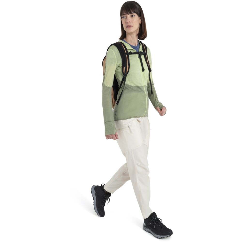 Icebreaker Merino 200 Realfleece Descender LS Zip Hood Women' Glazen/Lichen/Cb 0A56YNB-861 fleeces en truien online bestellen bij Kathmandu Outdoor & Travel