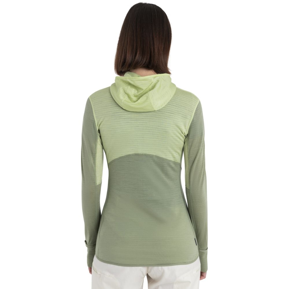 Icebreaker Merino 200 Realfleece Descender LS Zip Hood Women' Glazen/Lichen/Cb 0A56YNB-861 fleeces en truien online bestellen bij Kathmandu Outdoor & Travel