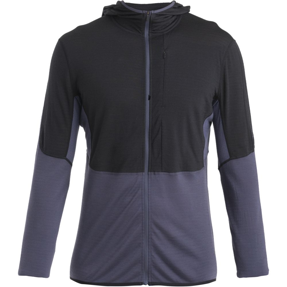 Icebreaker Merino 200 Realfleece Descender LS Zip Hood Black/Graphite/Cb 0A56VZB-541 fleeces en truien online bestellen bij Kathmandu Outdoor & Travel