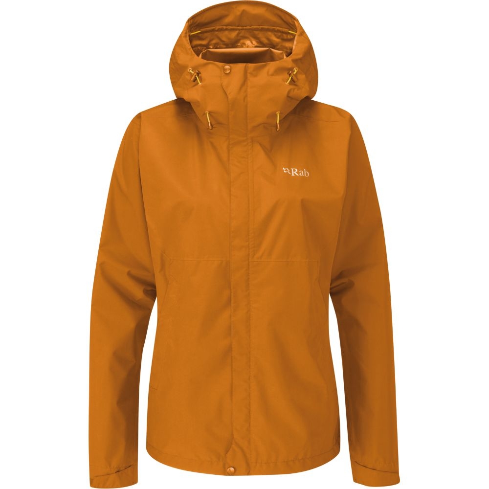 Rab Downpour Eco Jacket Women's Marmalade QWG-83-MAM jassen online bestellen bij Kathmandu Outdoor & Travel