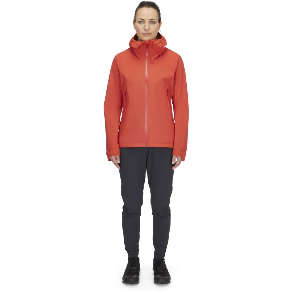 Rab Downpour Light Jacket Women's Red Grapefruit QWG-91-RGP jassen online bestellen bij Kathmandu Outdoor & Travel