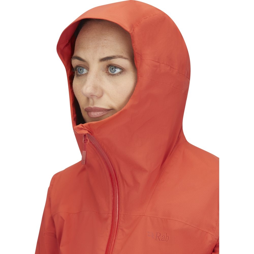 Rab Downpour Light Jacket Women's Red Grapefruit QWG-91-RGP jassen online bestellen bij Kathmandu Outdoor & Travel