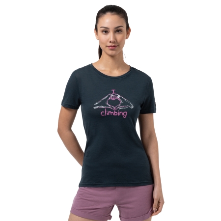 Super Natural  I Love Climbing Tee Women's Blueberry/Orchid/Natural White