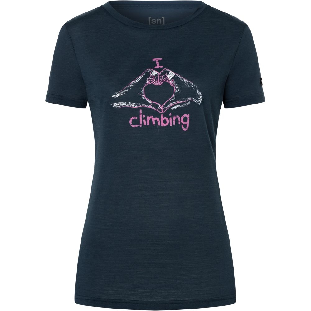 Super Natural I Love Climbing Tee Women's Blueberry/Orchid/Natural White SNWP03130-55B shirts en tops online bestellen bij Kathmandu Outdoor & Travel