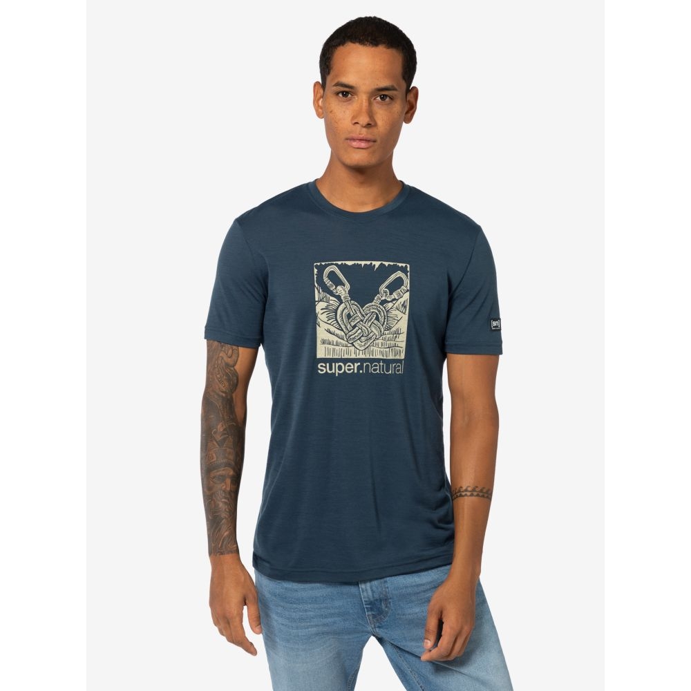 Super Natural Tied By Heart Tee Blueberry/Aloe SNMP01138-87A shirts en tops online bestellen bij Kathmandu Outdoor & Travel