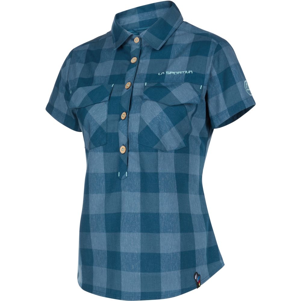 La Sportiva Nomad SS Shirt Women's Storm Blue/Iceberg G04-639636 shirts en tops online bestellen bij Kathmandu Outdoor & Travel