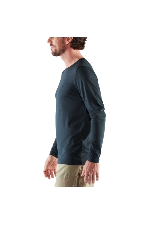 Fjällräven Abisko Wool Long Sleeve Dark Navy 87194-555 shirts en tops online bestellen bij Kathmandu Outdoor & Travel