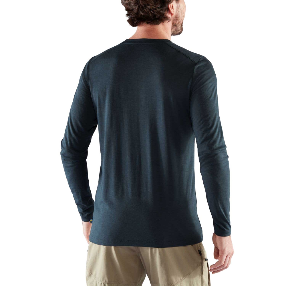 Fjällräven Abisko Wool Long Sleeve Dark Navy 87194-555 shirts en tops online bestellen bij Kathmandu Outdoor & Travel