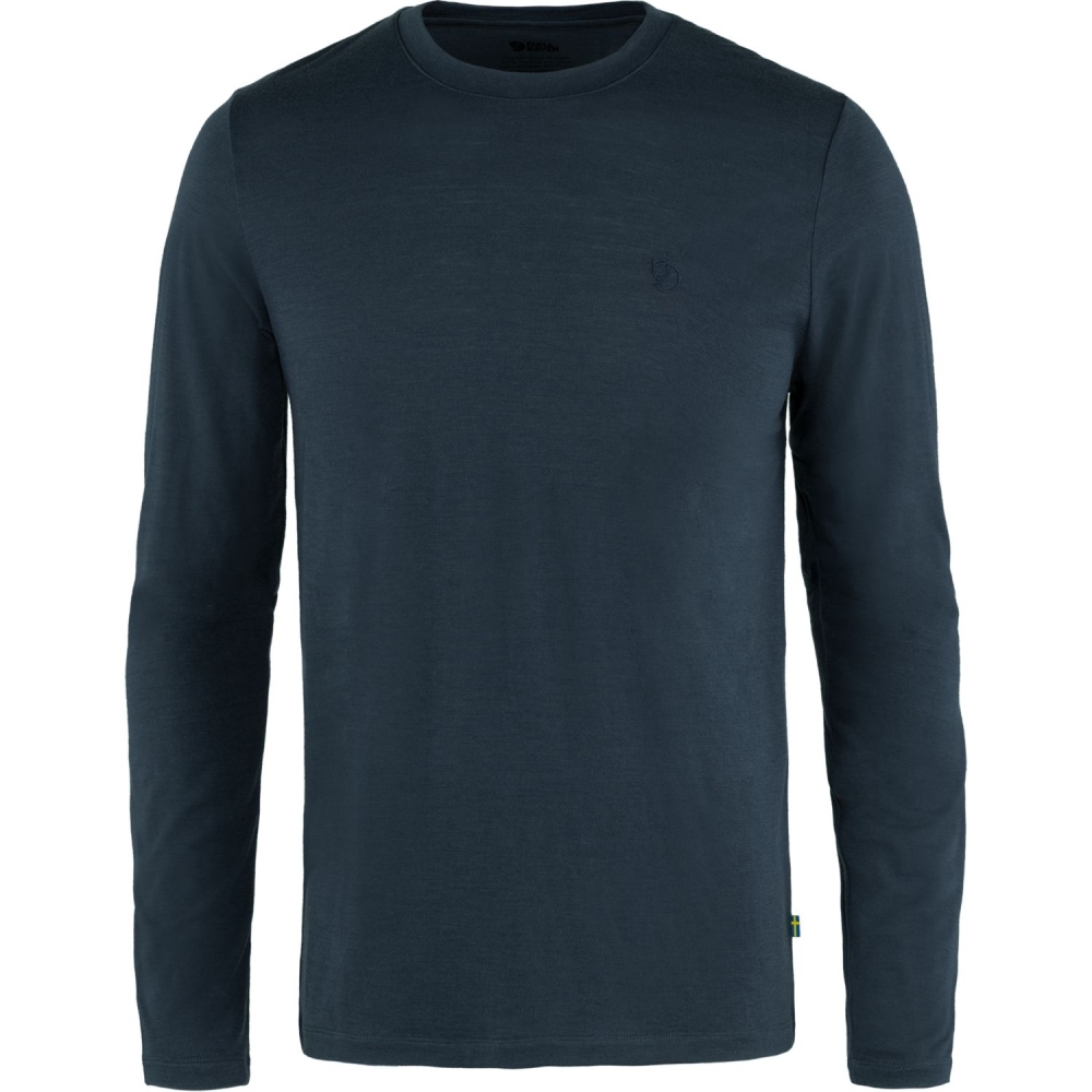 Fjällräven Abisko Wool Long Sleeve Dark Navy 87194-555 shirts en tops online bestellen bij Kathmandu Outdoor & Travel