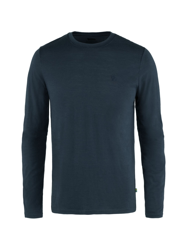 Fjällräven Abisko Wool Long Sleeve Dark Navy 87194-555 shirts en tops online bestellen bij Kathmandu Outdoor & Travel