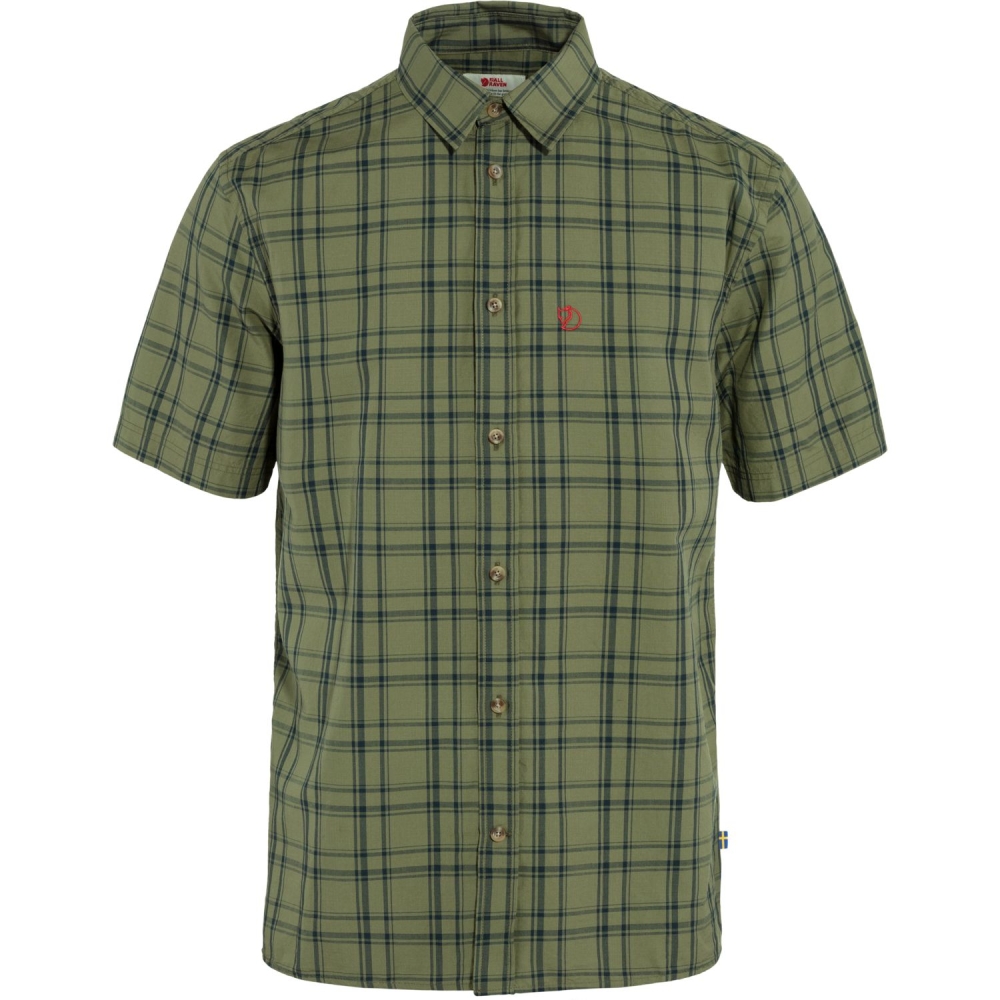 Fjällräven Övik Lite Shirt Short Sleeve Green-Dark Navy 87038-620-555 shirts en tops online bestellen bij Kathmandu Outdoor & Travel